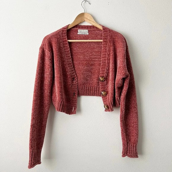 UO Urban Outfitters Rochelle Fuzzy Cropped Cardigan - Picture 1 of 5